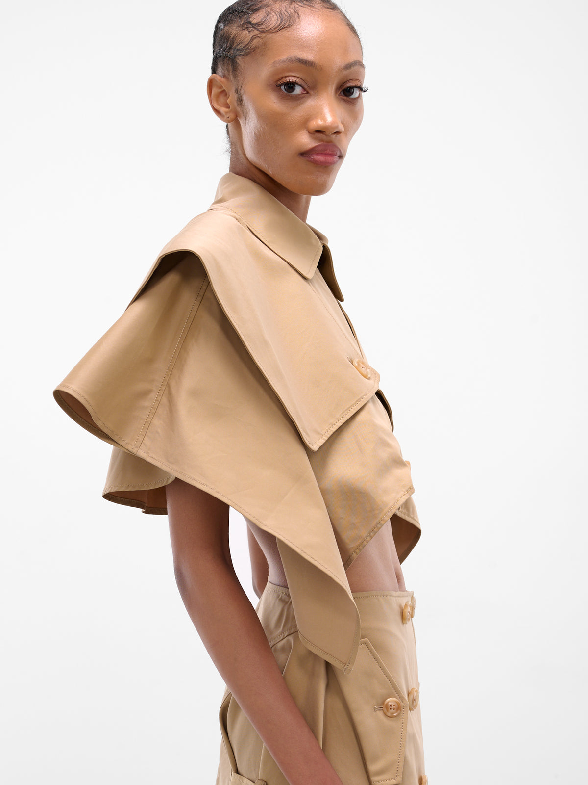 Beige Deconstructed Trench Poncho Jacket (TRENCH-PONCHO-BEIGE)