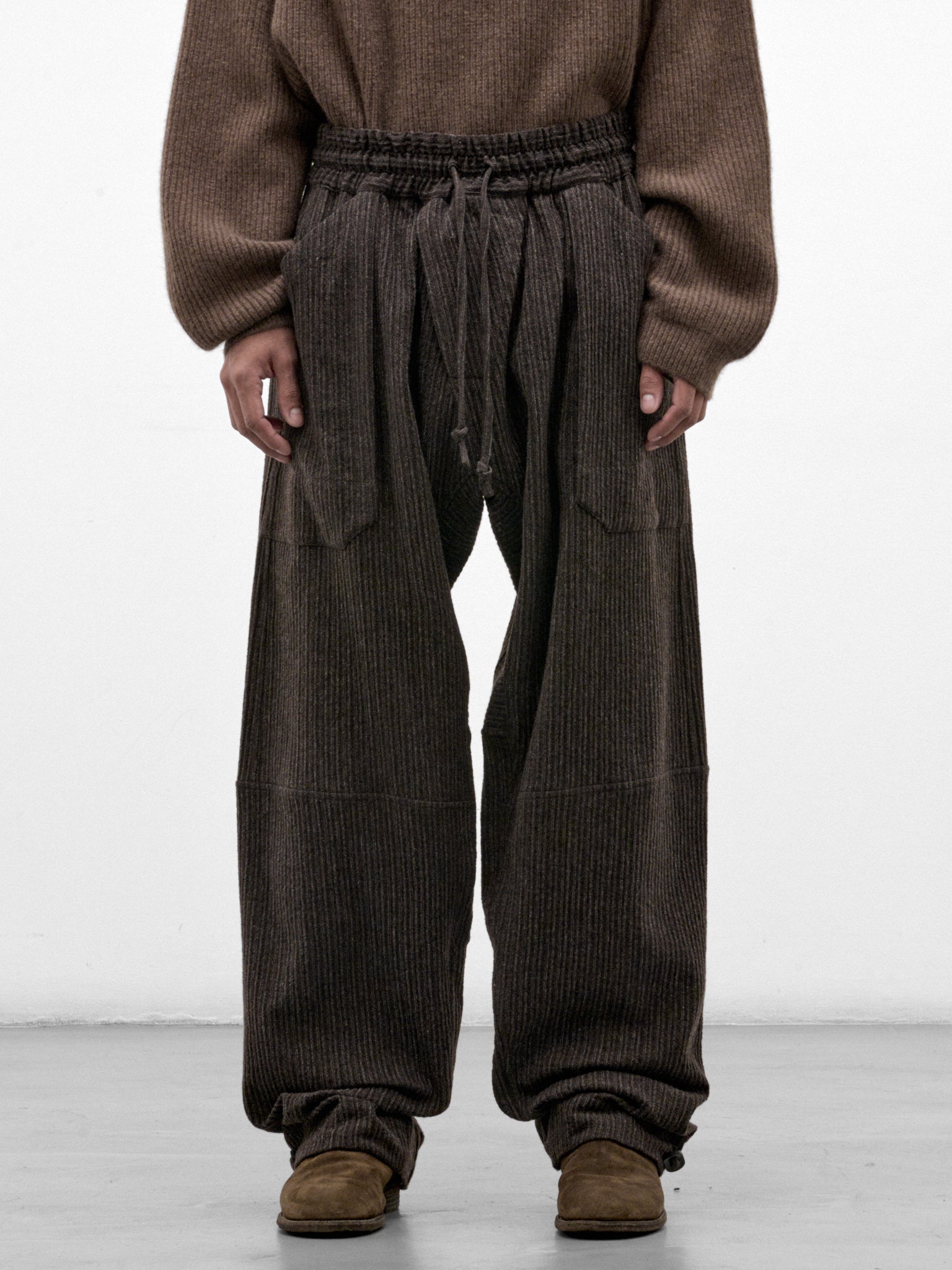 Brown Striped Yak Wide Trousers (TROUSERS#94-BROWN-STRIPED)