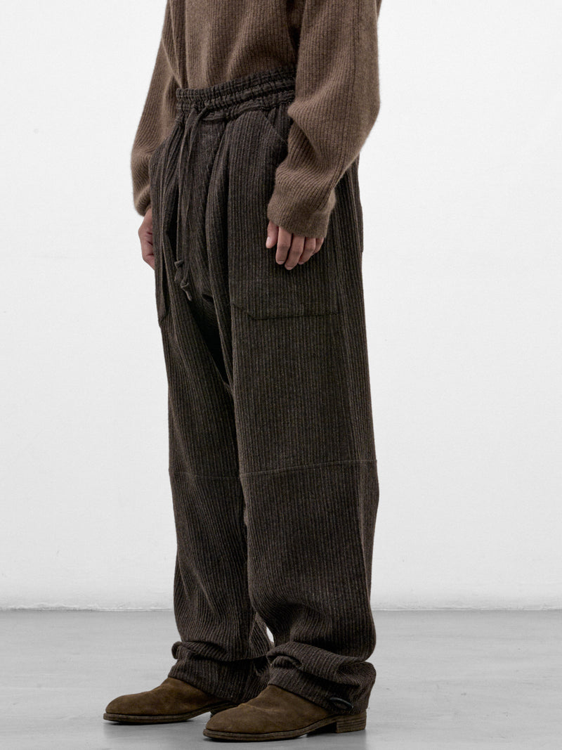 Brown Striped Yak Wide Trousers (TROUSERS#94-BROWN-STRIPED)