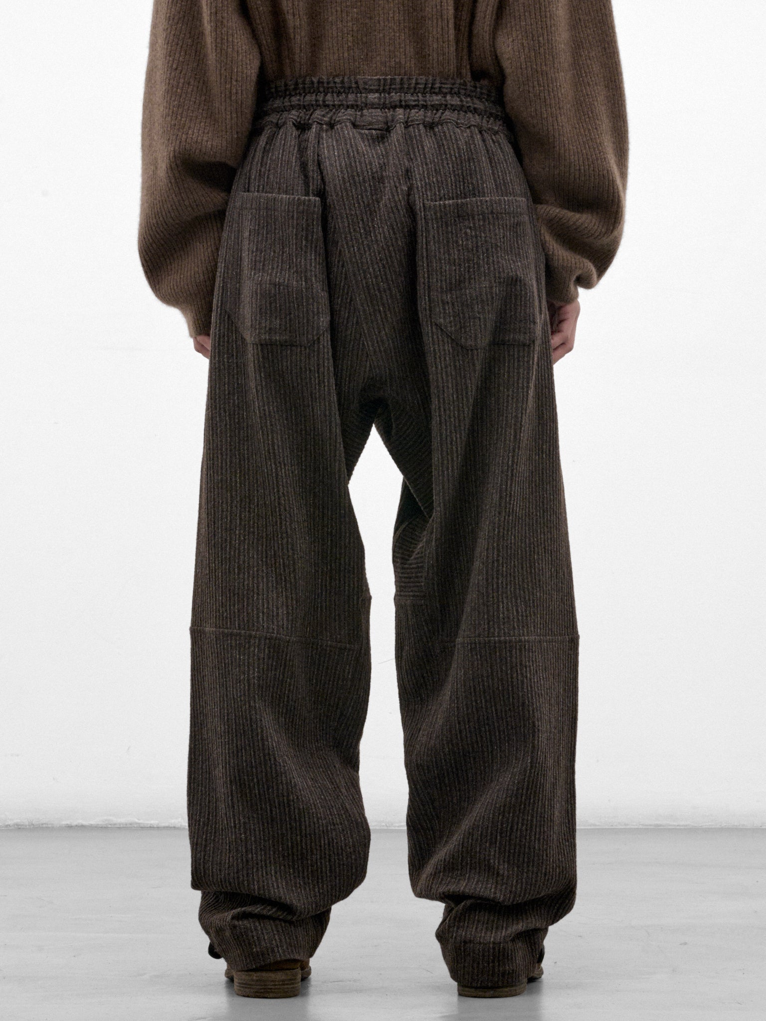 Brown Striped Yak Wide Trousers (TROUSERS#94-BROWN-STRIPED)