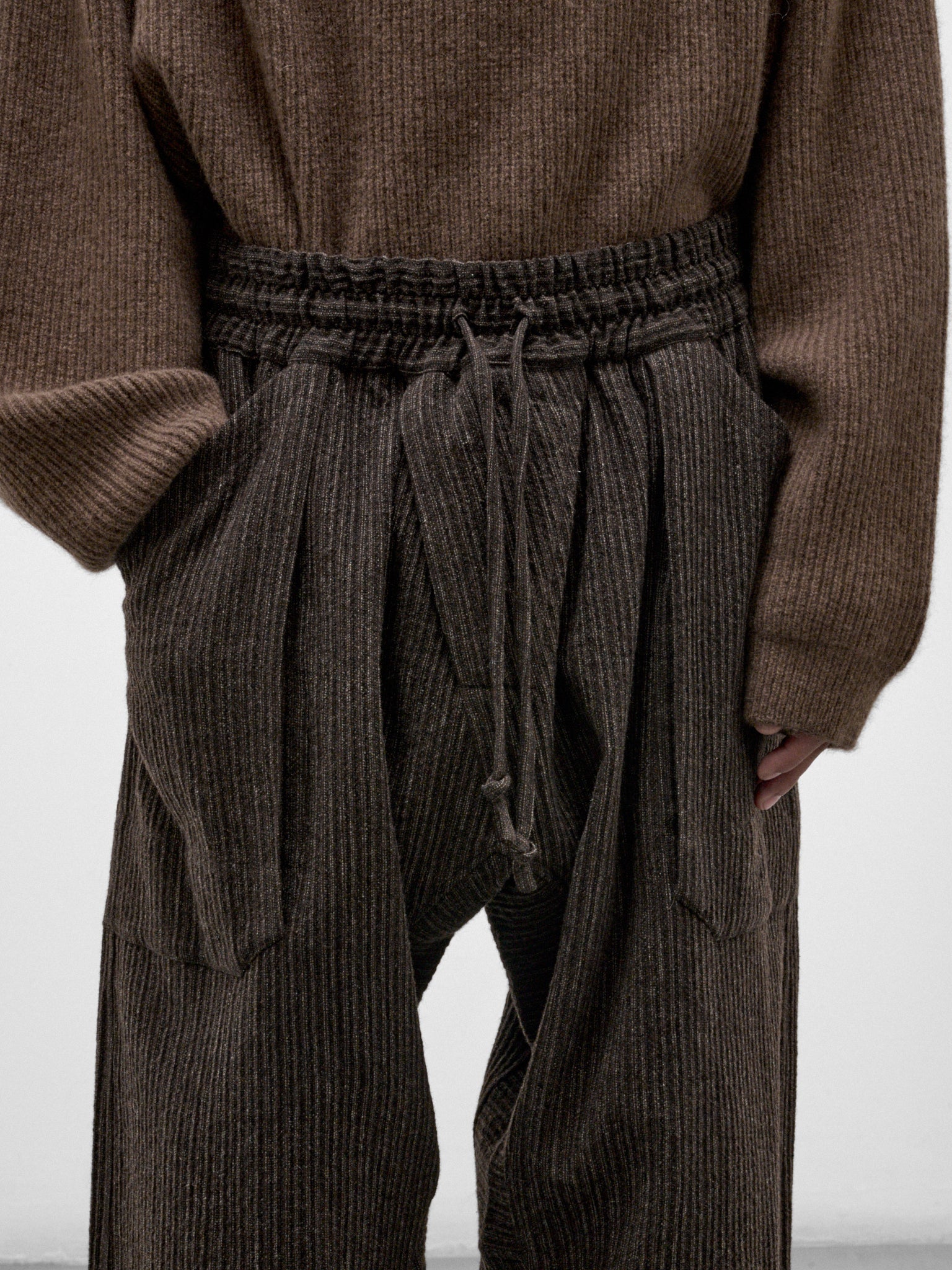 Brown Striped Yak Wide Trousers (TROUSERS#94-BROWN-STRIPED)