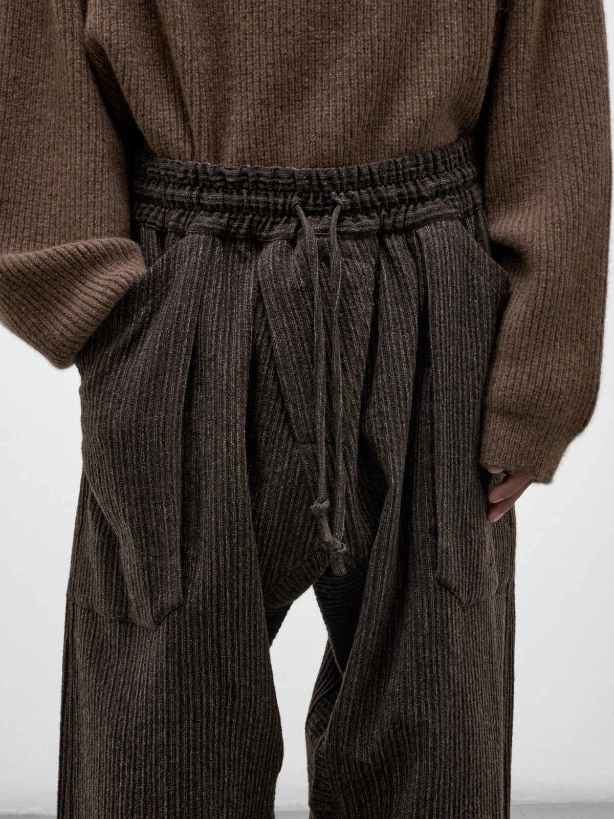 Brown Striped Yak Wide Trousers (TROUSERS#94-BROWN-STRIPED)
