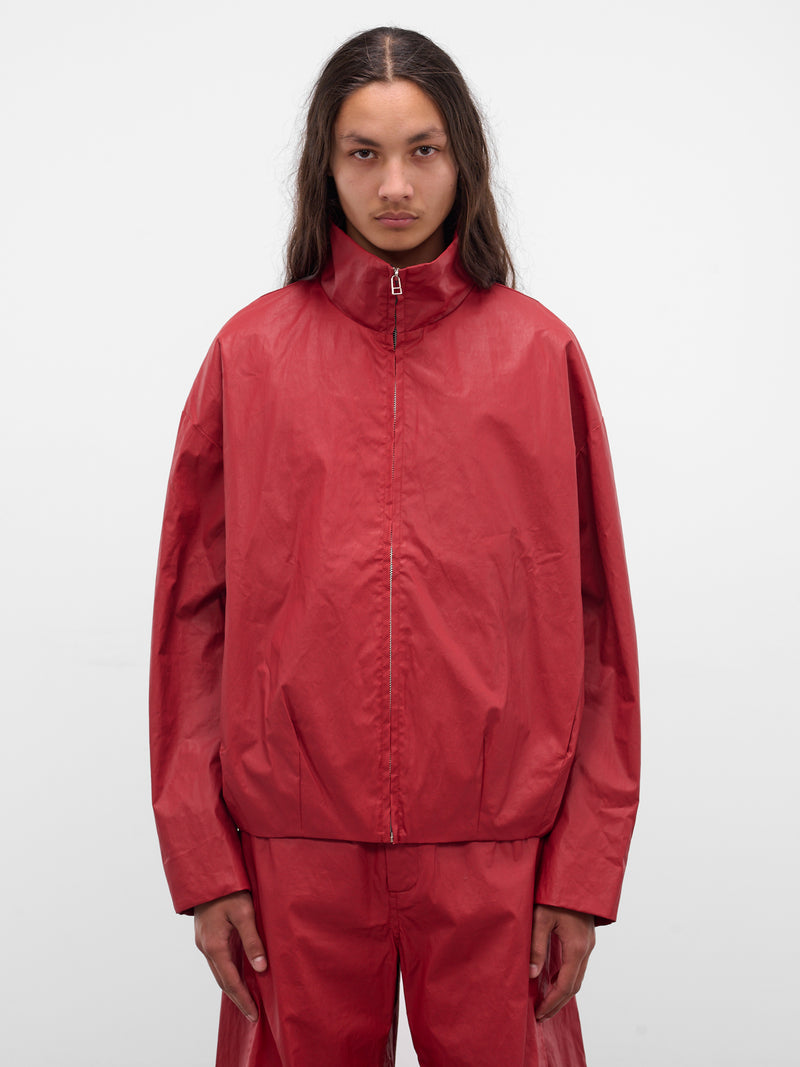 Red Coated Canvas Zip Blouson (BZ-104-02-RED)
