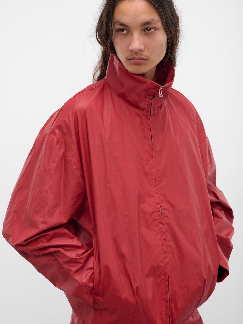 Red Coated Canvas Zip Blouson (BZ-104-02-RED)