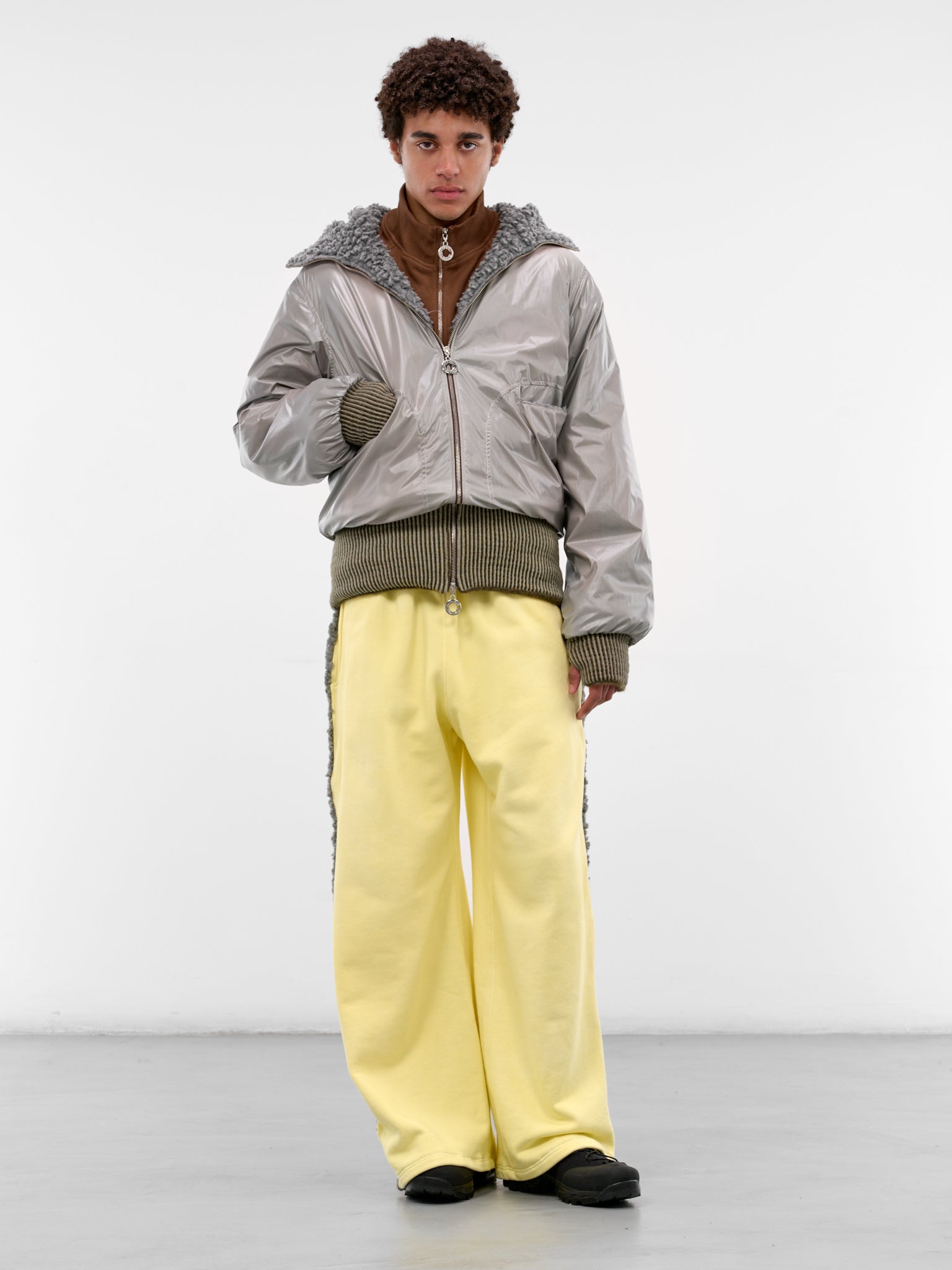 Yellow Wide Fleece Trim Trousers (TRS-JRSYFLC-YELLOW)