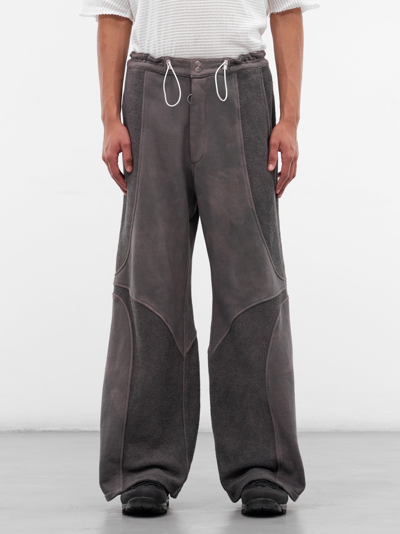Brown Paneled Jersey Wide Trousers (TRS-PANJRS-BROWN)