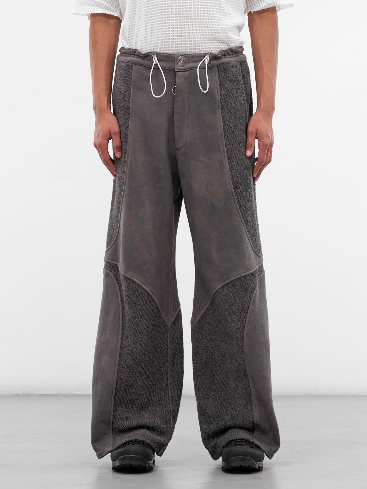 Brown Paneled Jersey Wide Trousers (TRS-PANJRS-BROWN)