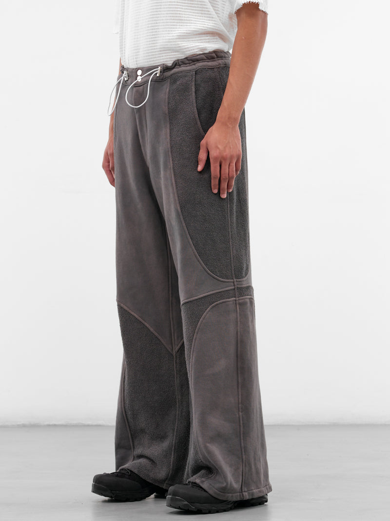 Brown Paneled Jersey Wide Trousers (TRS-PANJRS-BROWN)