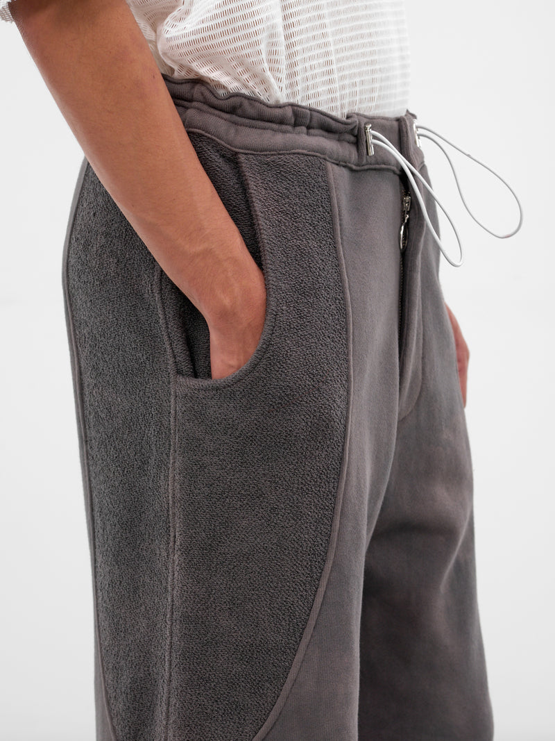 Brown Paneled Jersey Wide Trousers (TRS-PANJRS-BROWN)