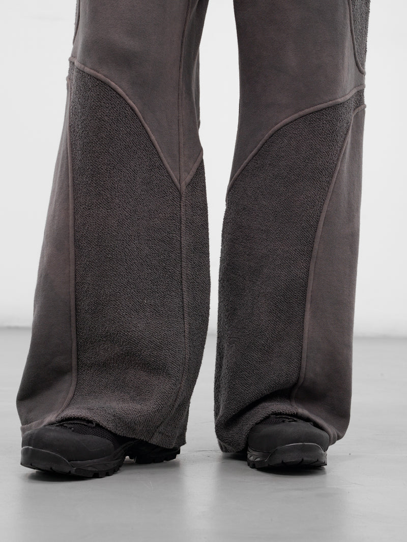 Brown Paneled Jersey Wide Trousers (TRS-PANJRS-BROWN)