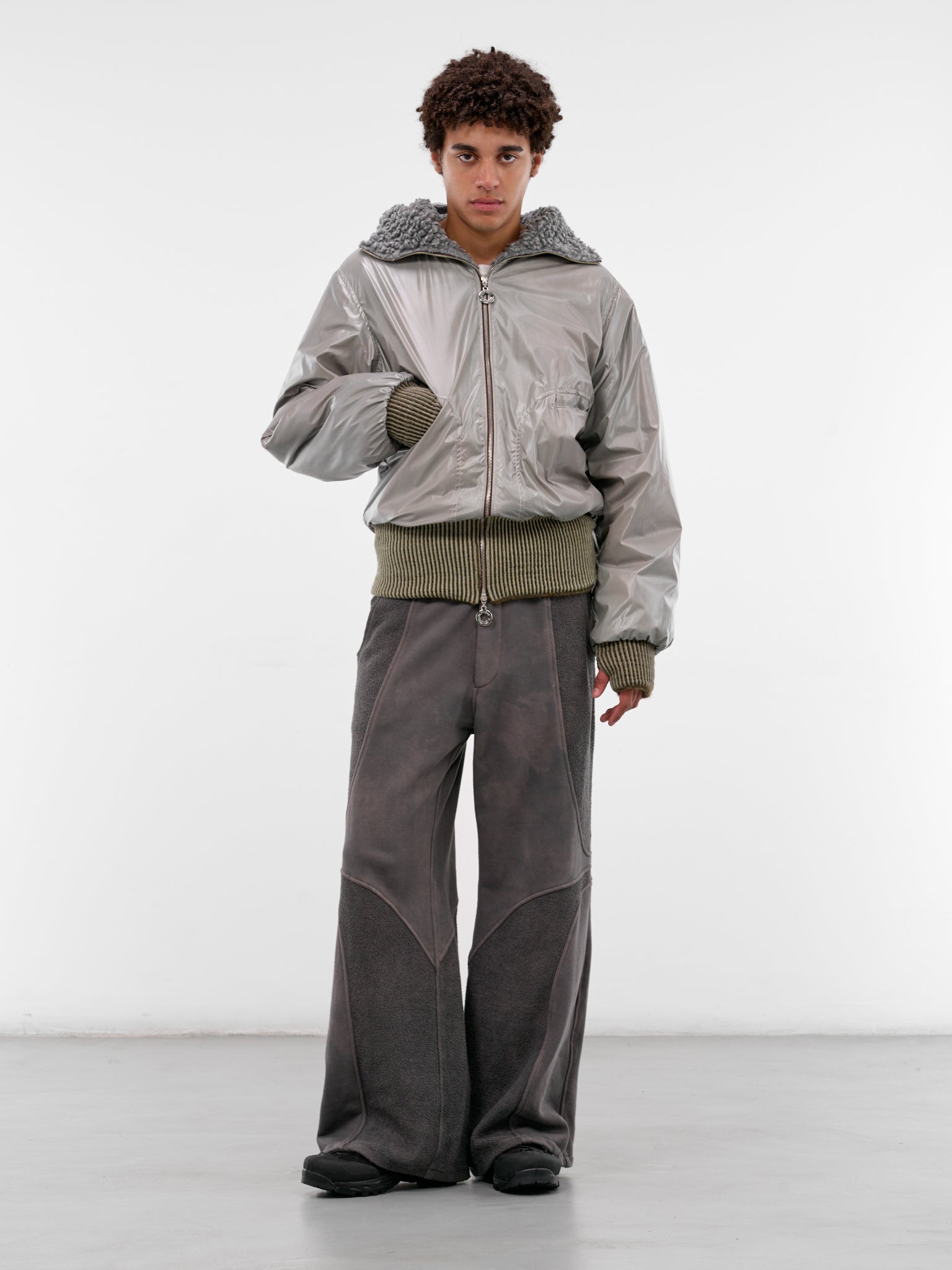 Brown Paneled Jersey Wide Trousers (TRS-PANJRS-BROWN)