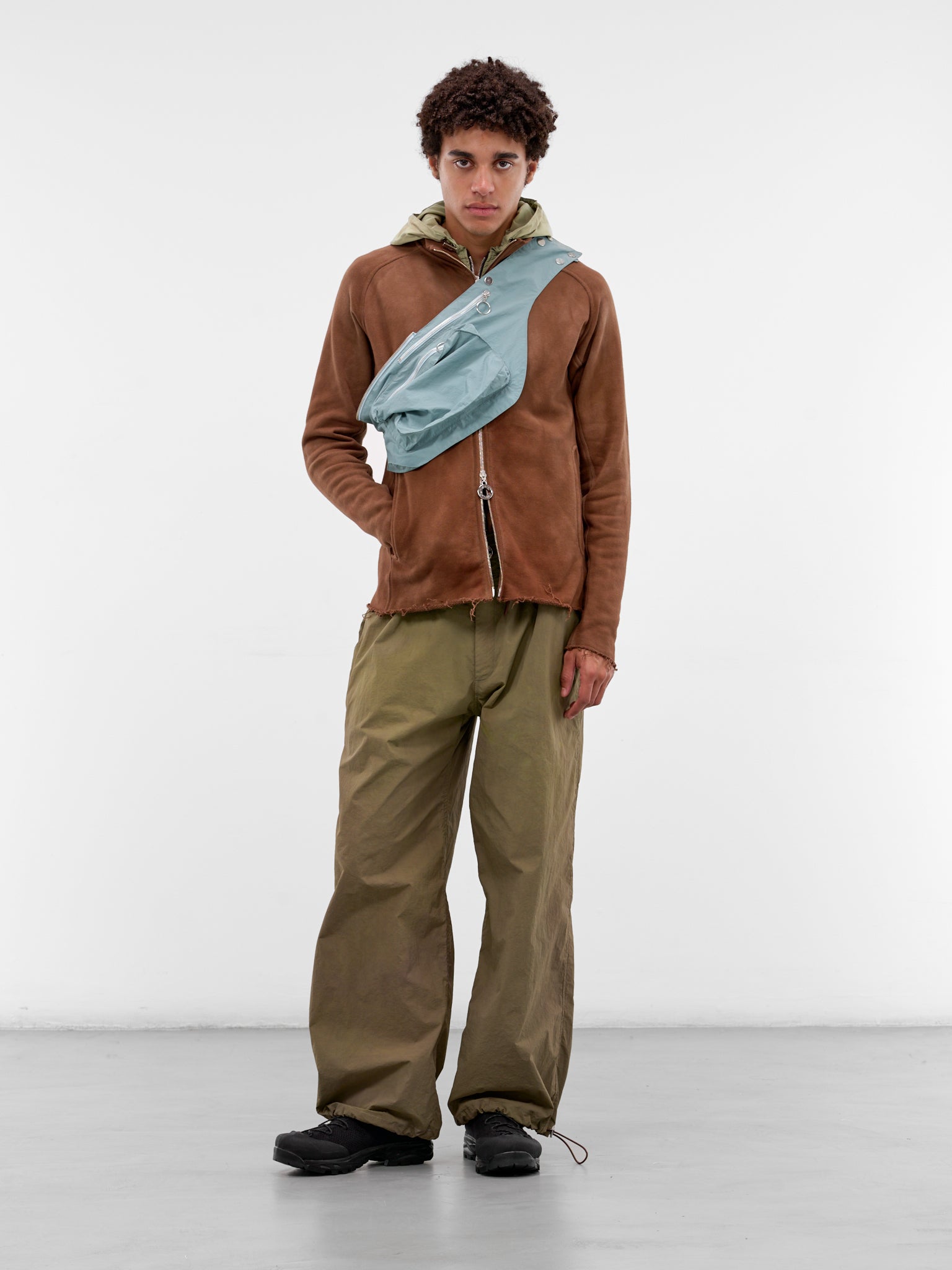 Olive Nylon Utility Wrap Trousers (TRS-UTILWRAP-OLIVE-TURQUOISE)