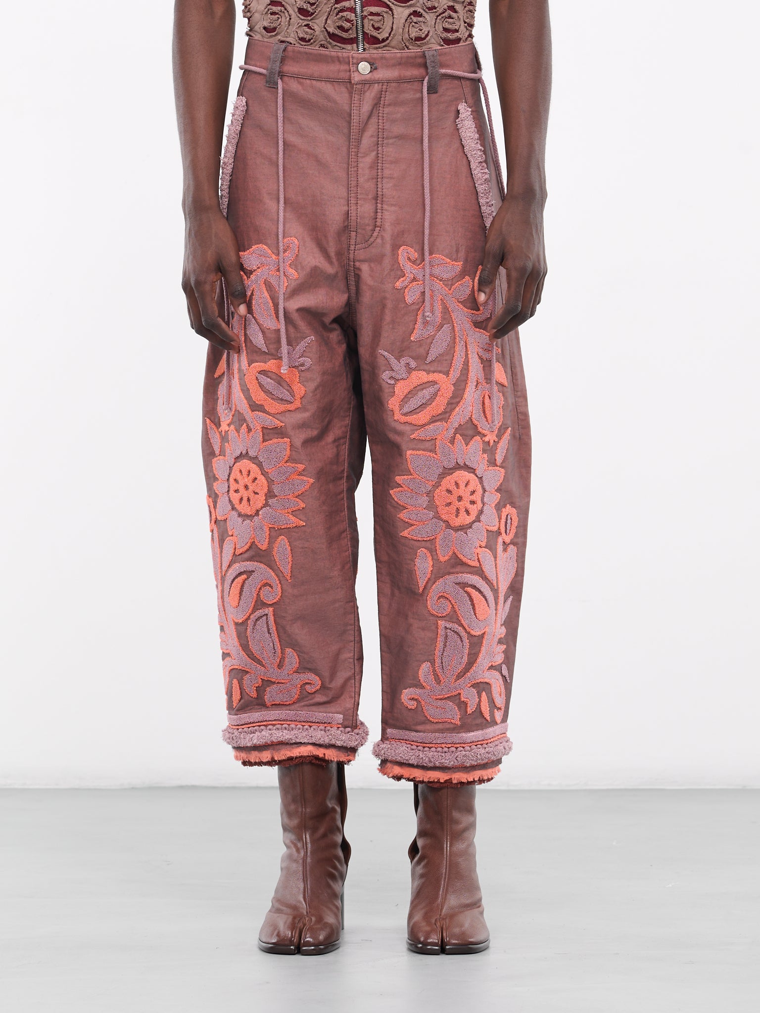 Terry Floral Trousers (TRS53-BRICK)