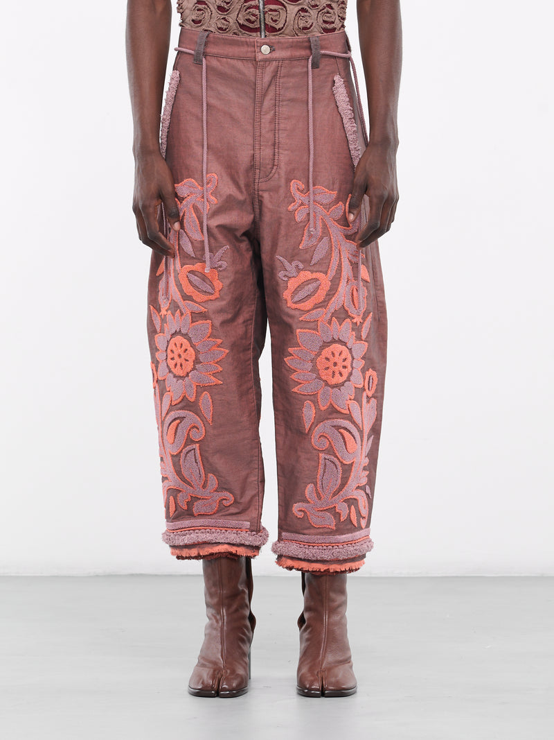 Terry Floral Trousers (TRS53-BRICK)
