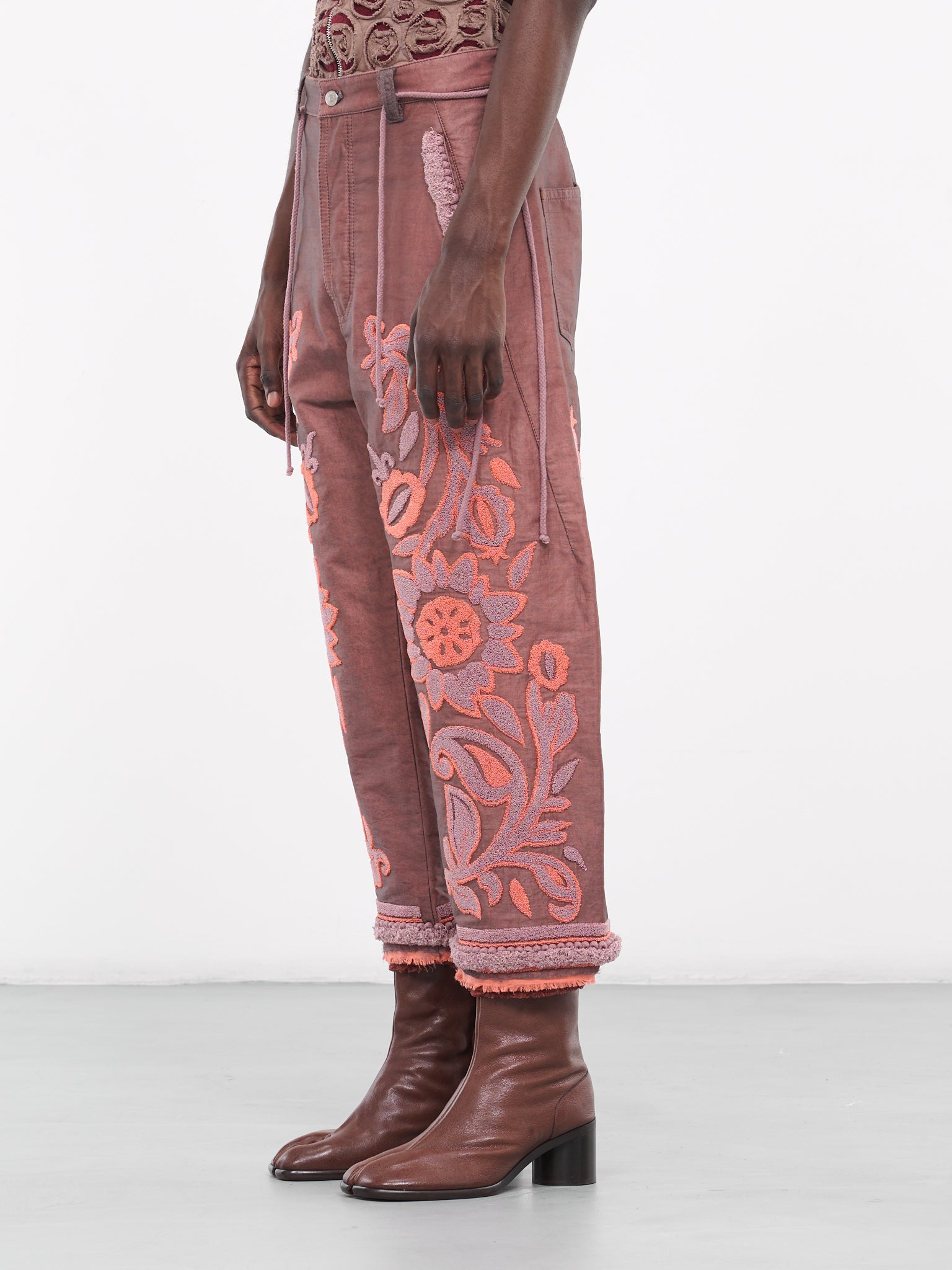 Terry Floral Trousers (TRS53-BRICK)