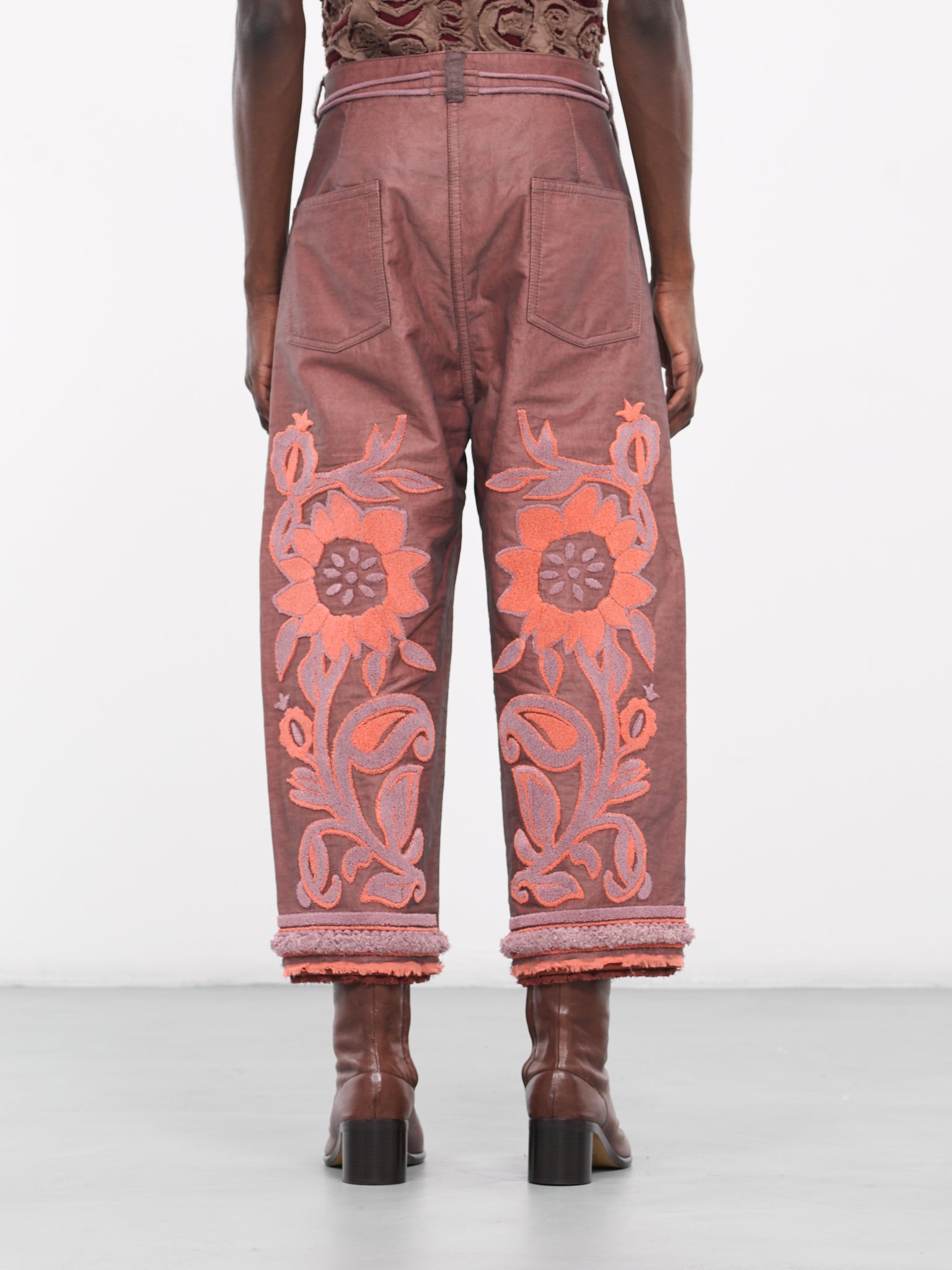 Terry Floral Trousers (TRS53-BRICK)