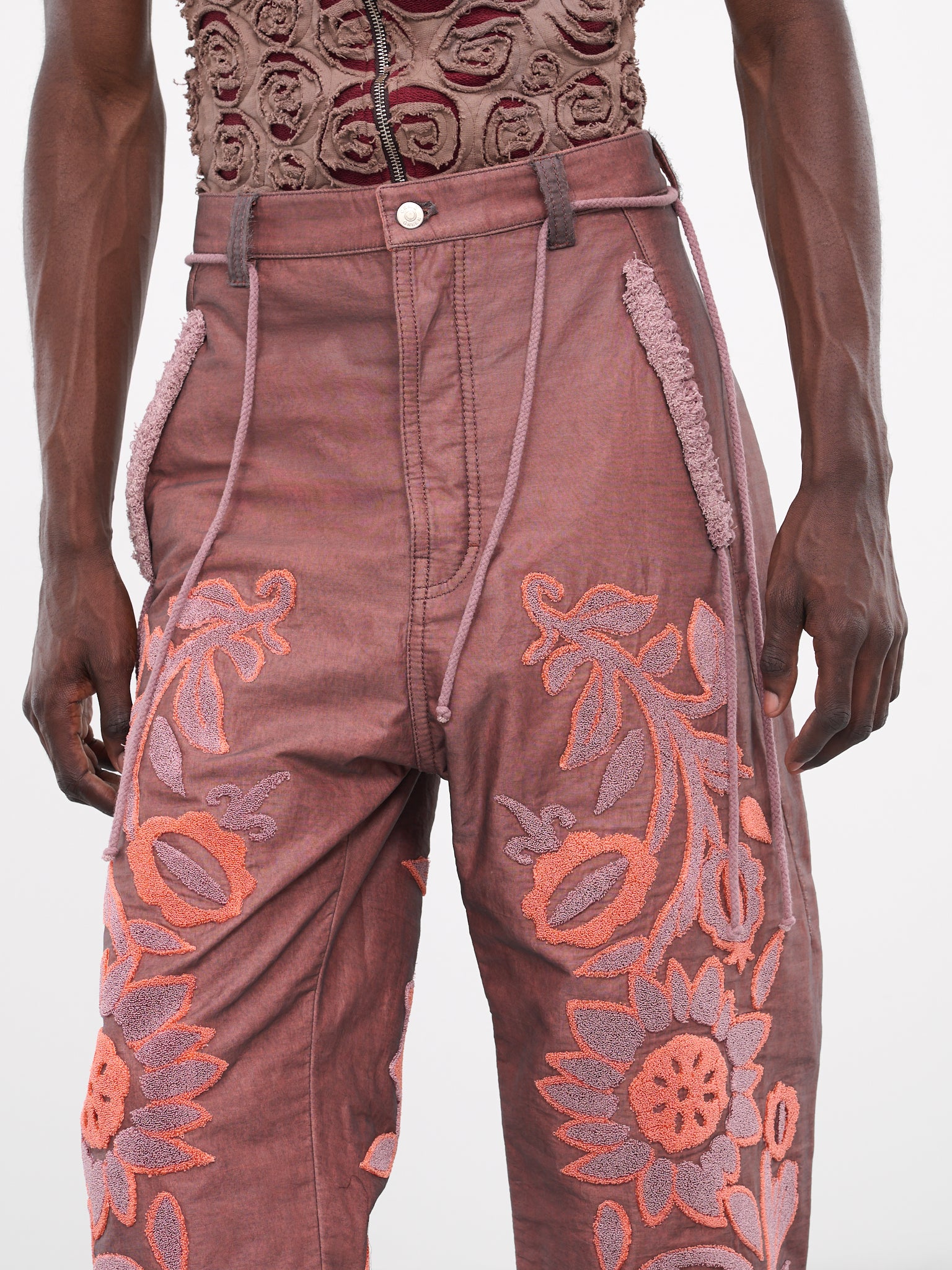 Terry Floral Trousers (TRS53-BRICK)