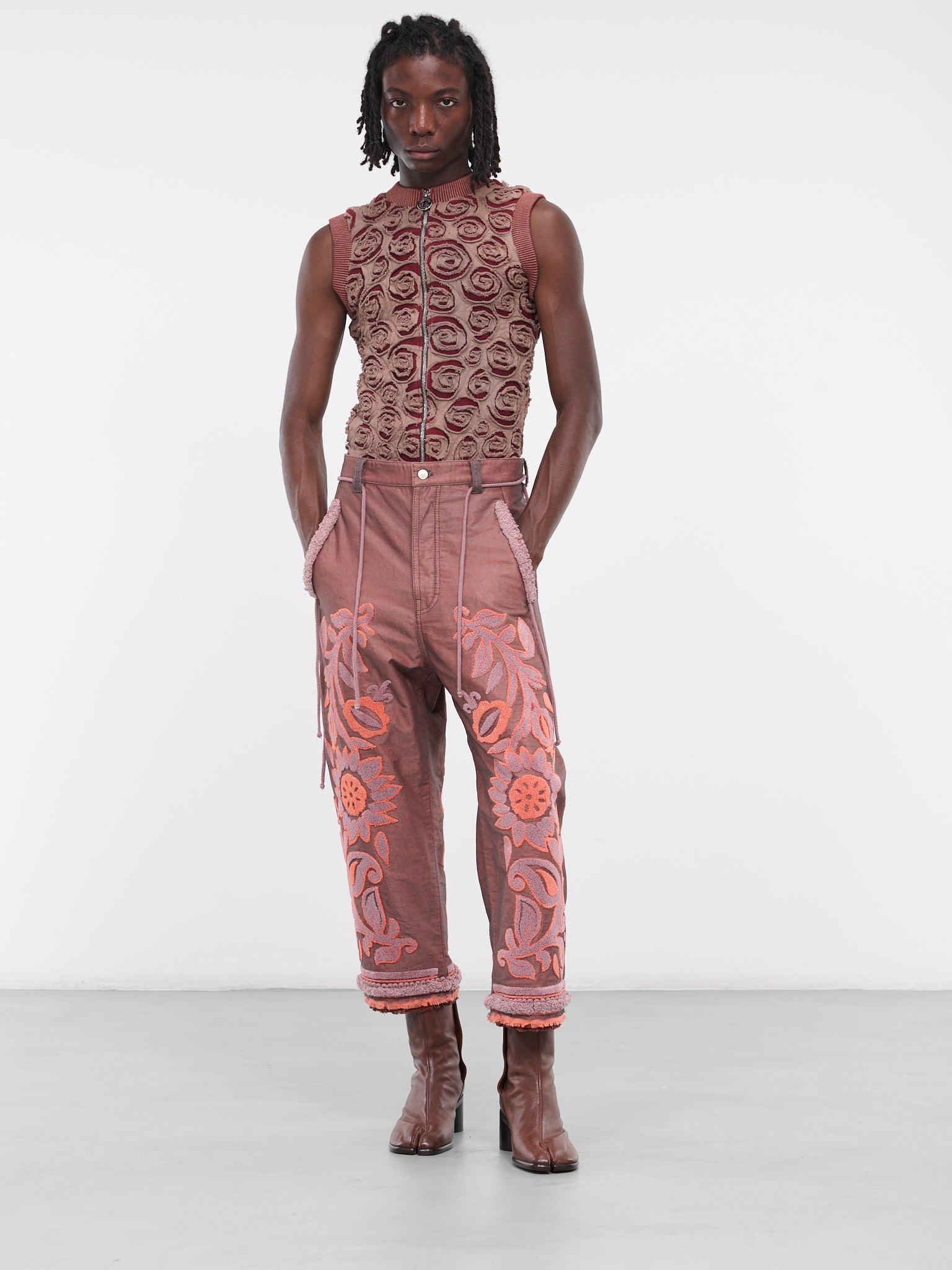 Terry Floral Trousers (TRS53-BRICK)