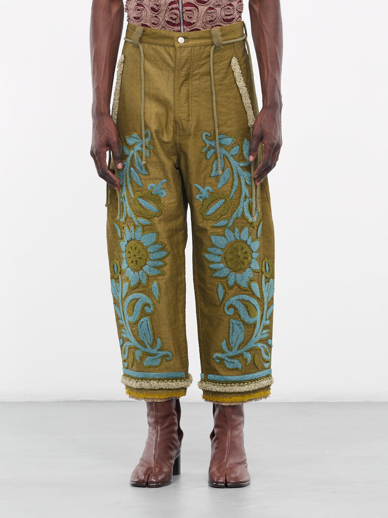 Terry Floral Trousers (TRS53-OLIVE)
