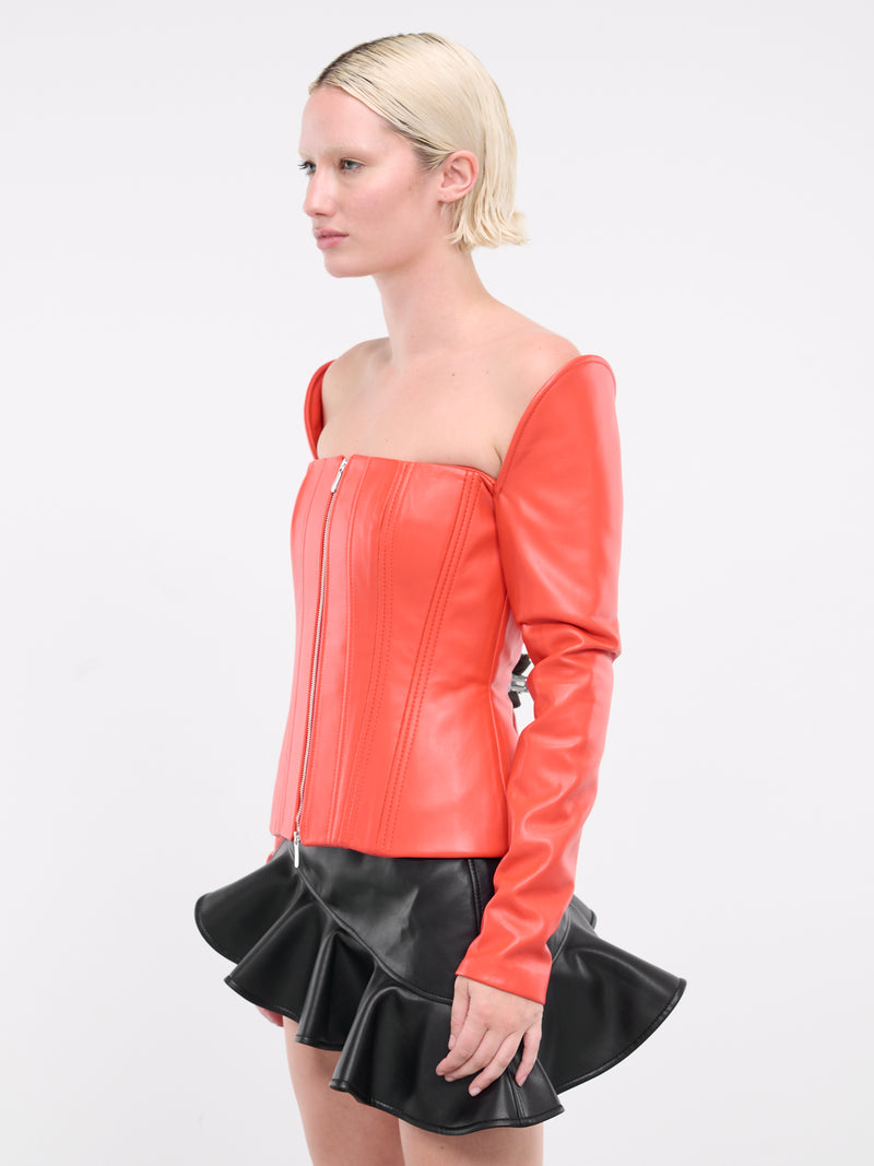 Orange Vegan Leather Castle Corset (TPVLOR01-BLOOD-ORANGE)