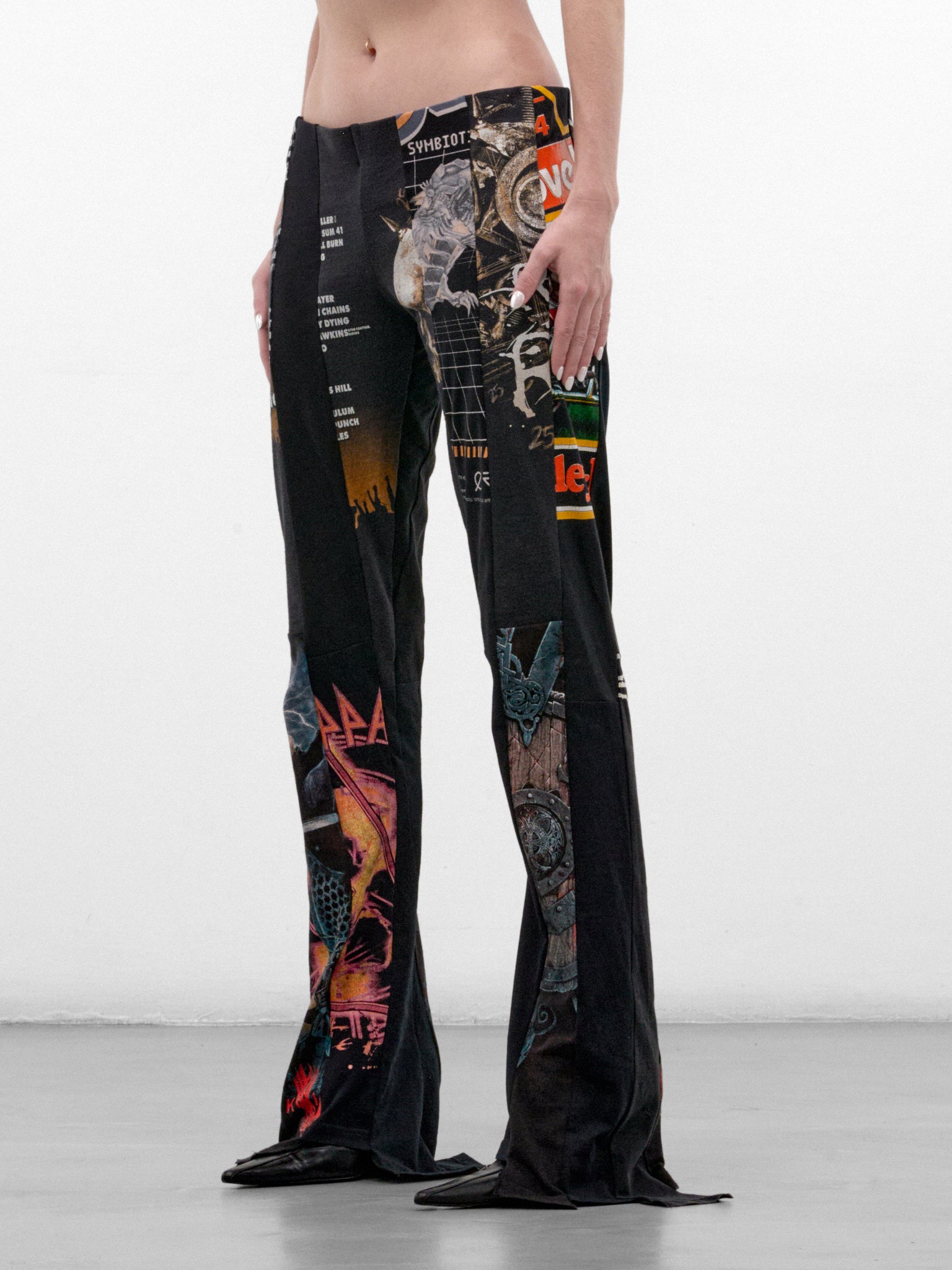 Black Graphic Flared Trousers (TS-FLARES-BLACK)