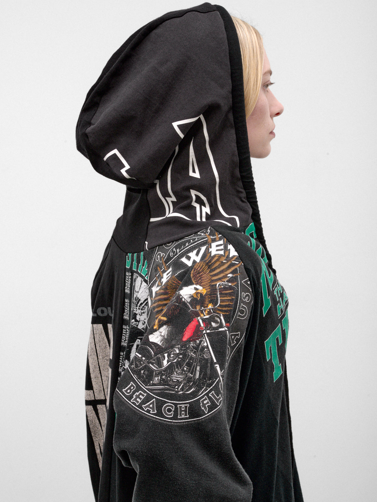 Black Oversized Reconstructed Graphic Hoodie (TS-HOODIE-BLACK-MULTI)