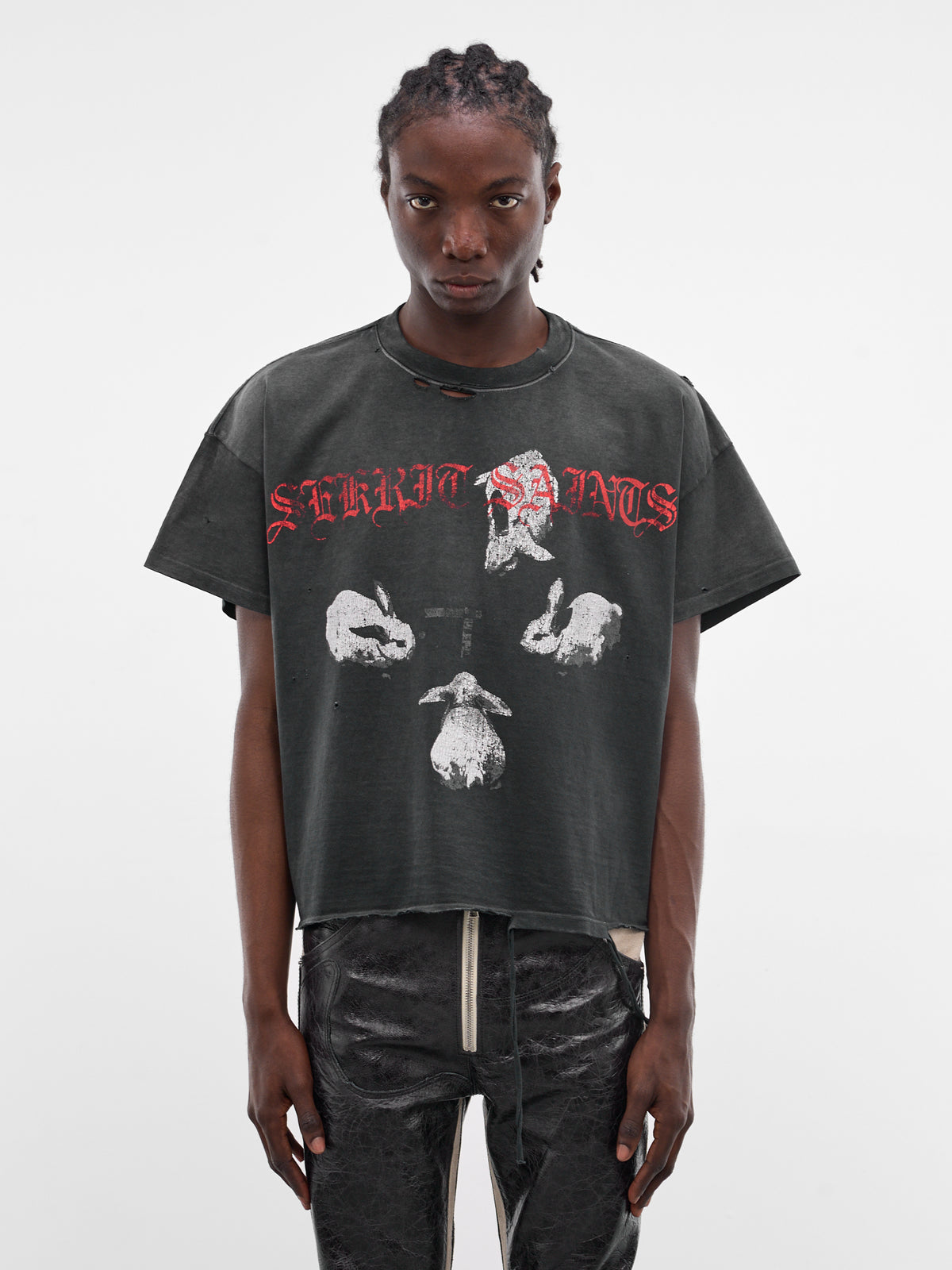 Distressed Boxy Iron Bunny T-Shirt (TS04-VINTAGE-BLACK)