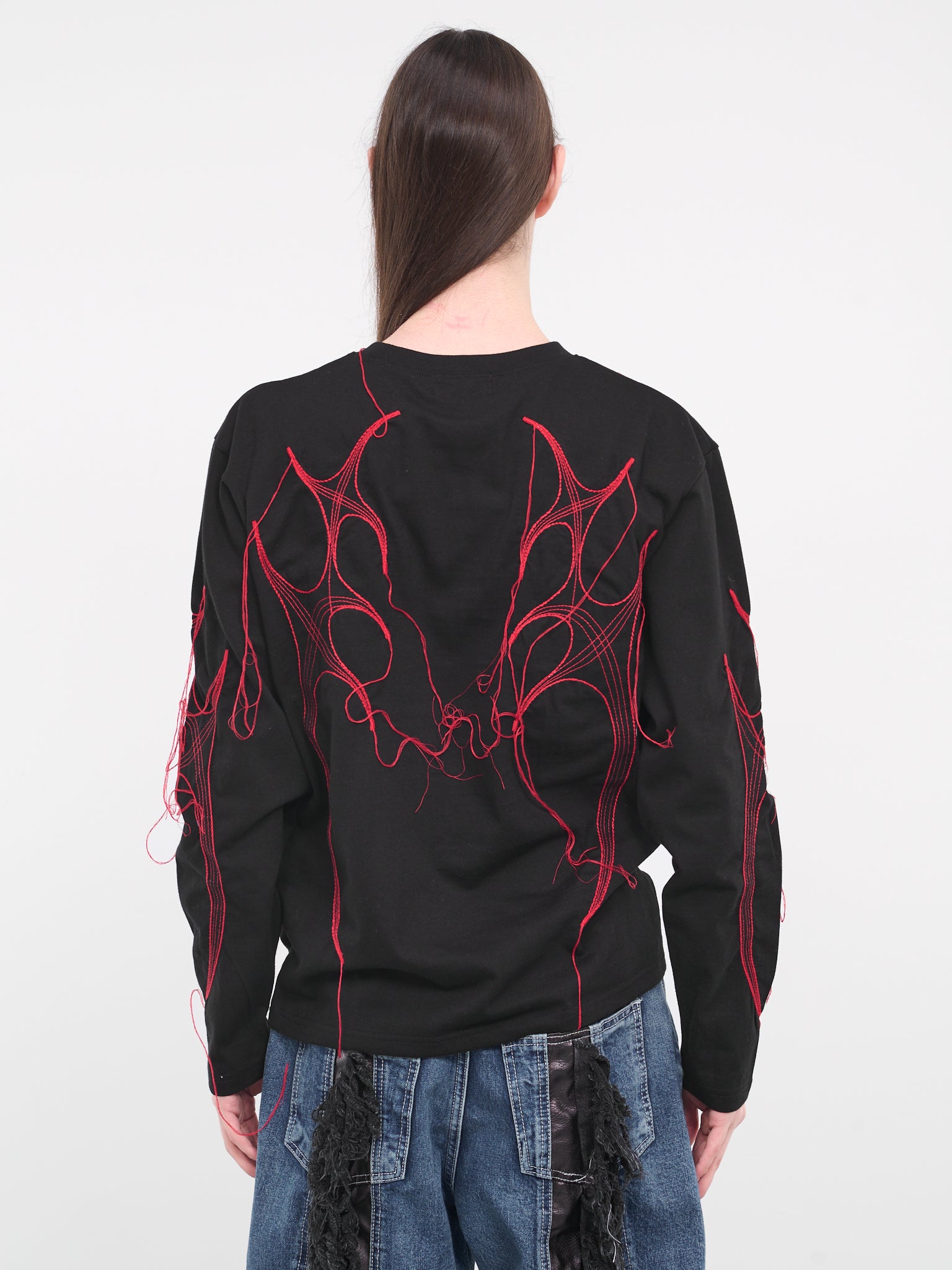 Tribal Tree Long Sleeve Tee (TS1104-BLACK-RED)