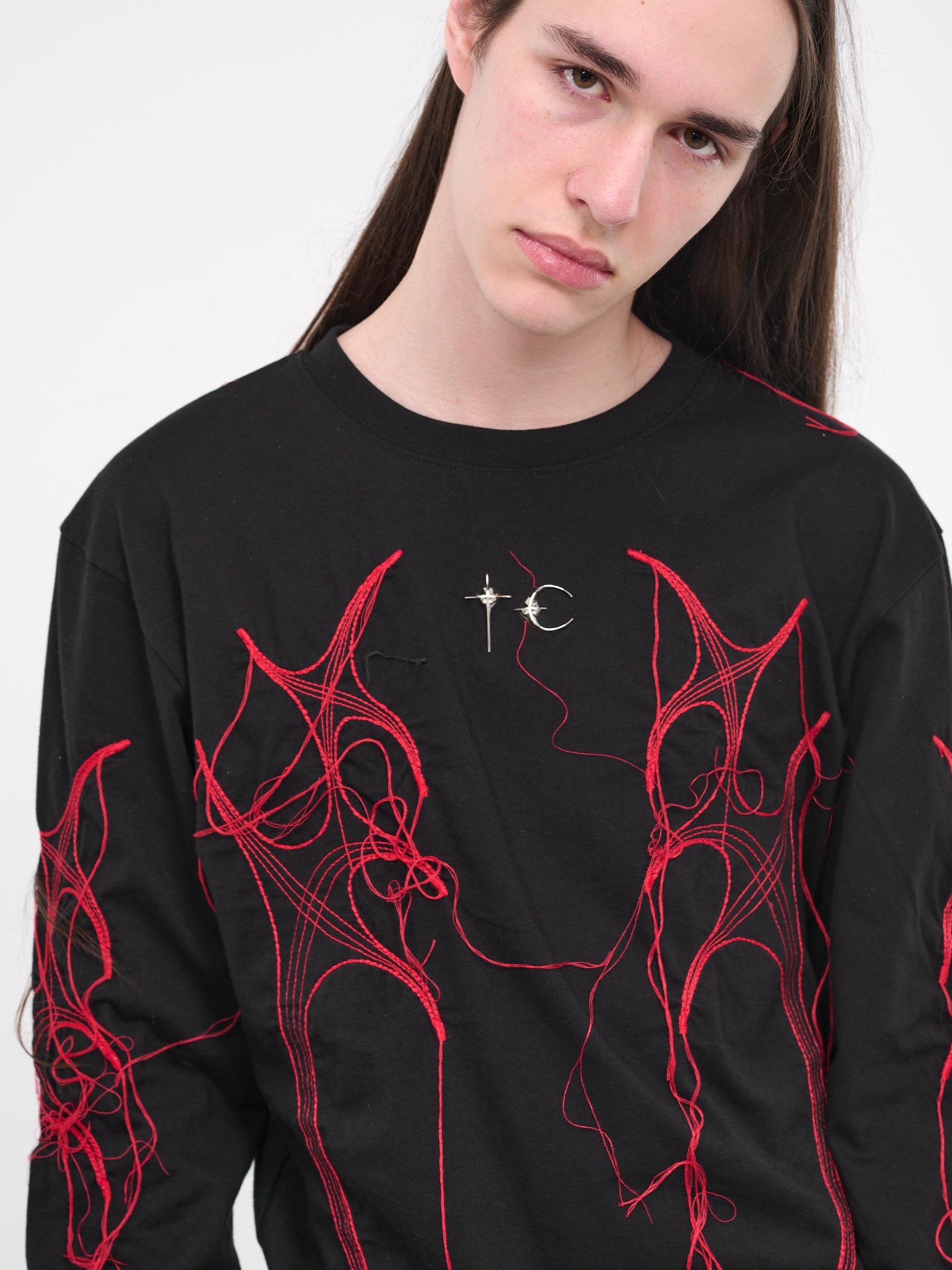 Tribal Tree Long Sleeve Tee (TS1104-BLACK-RED)