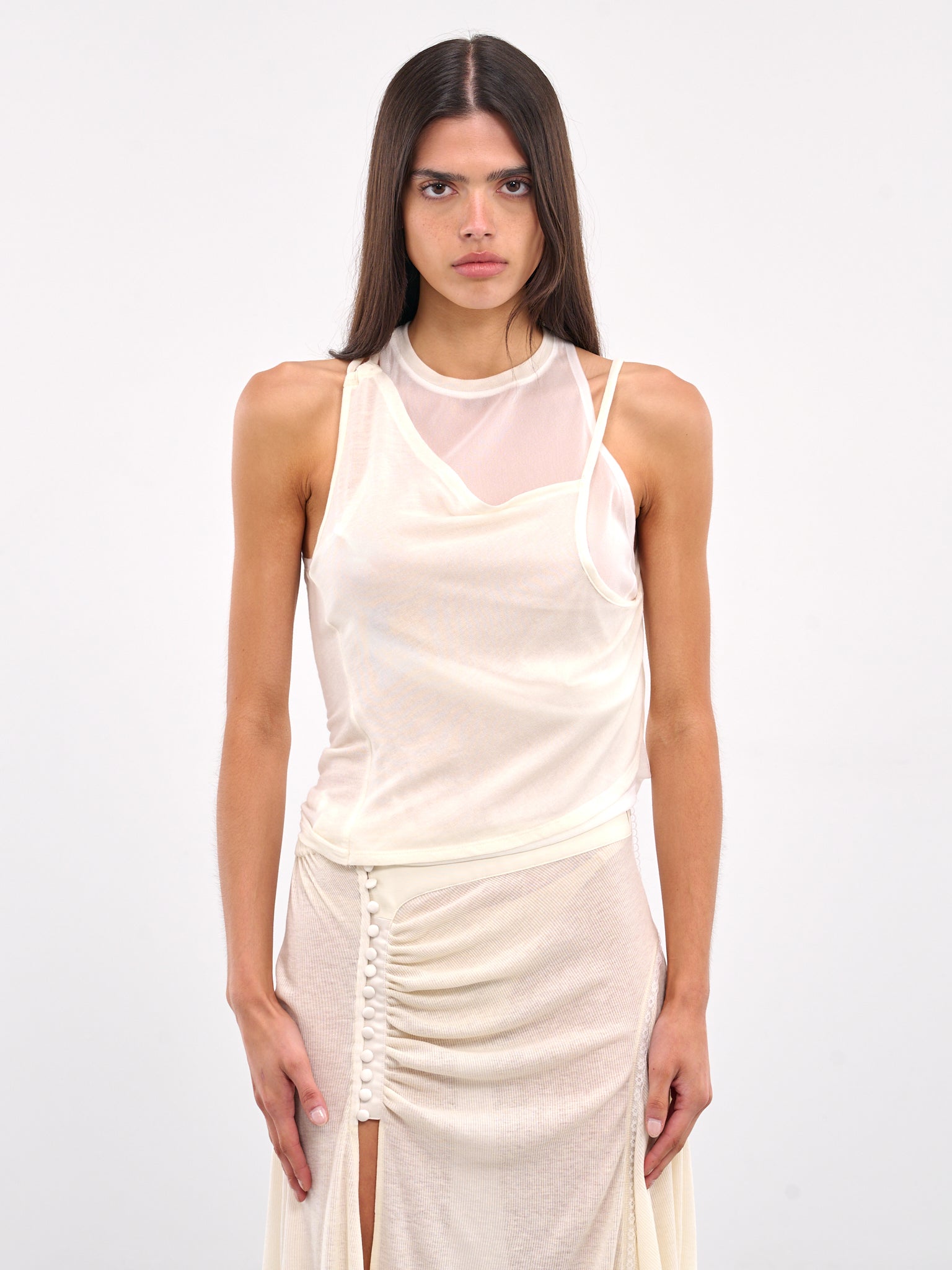 Layered Halter Top (TS13W-WHITE)