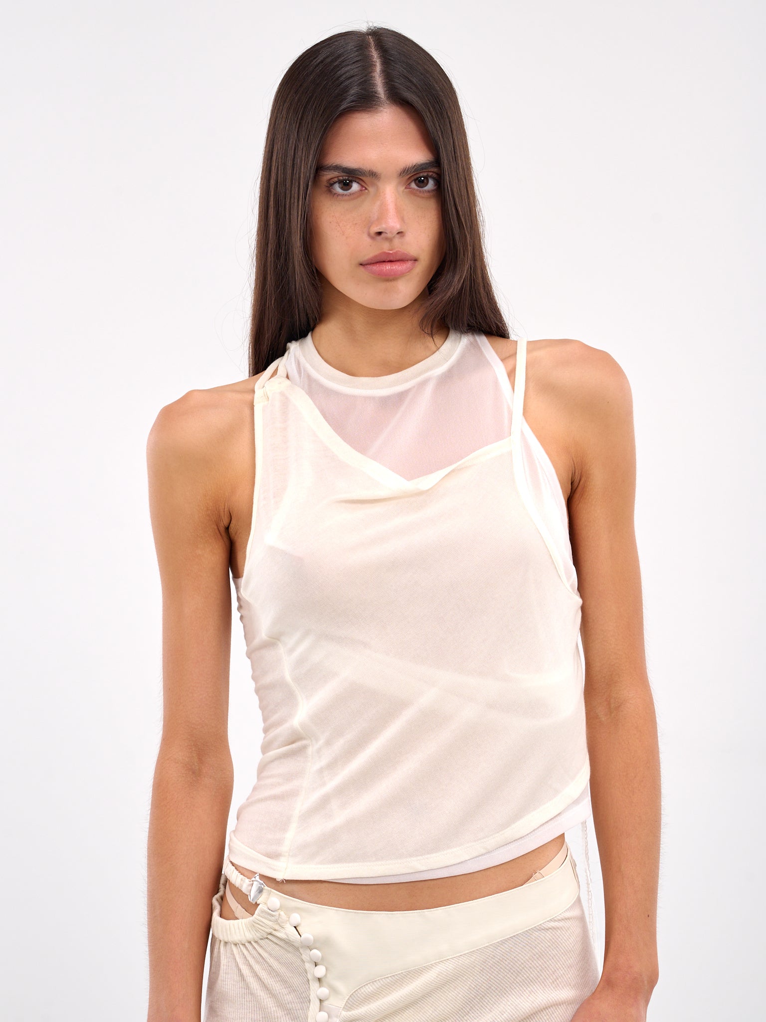 Layered Halter Top (TS13W-WHITE)