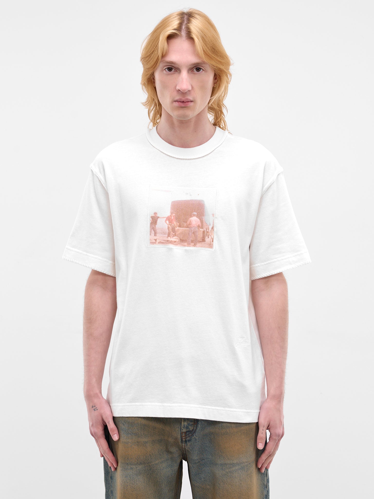 White Cotton Vintage Photo Tee (TSM00595AJ00256-OLD-LABELS-PHO)