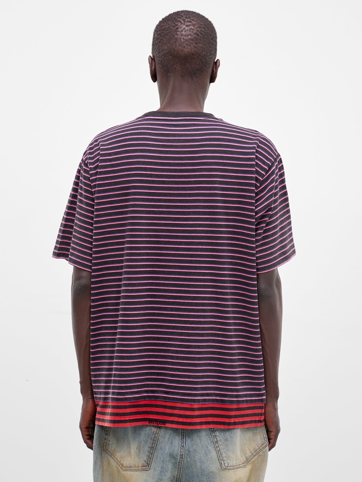 Pink Layered Striped Logo Tee (TT0-26-743-U-PK-PINK)