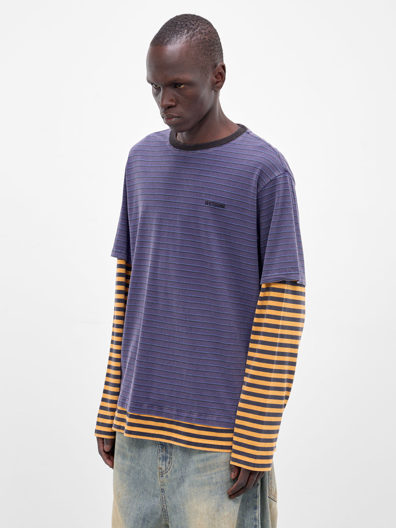 Layered Long Sleeve Striped Tee (TT0-26-744-U-BL-BLUE)