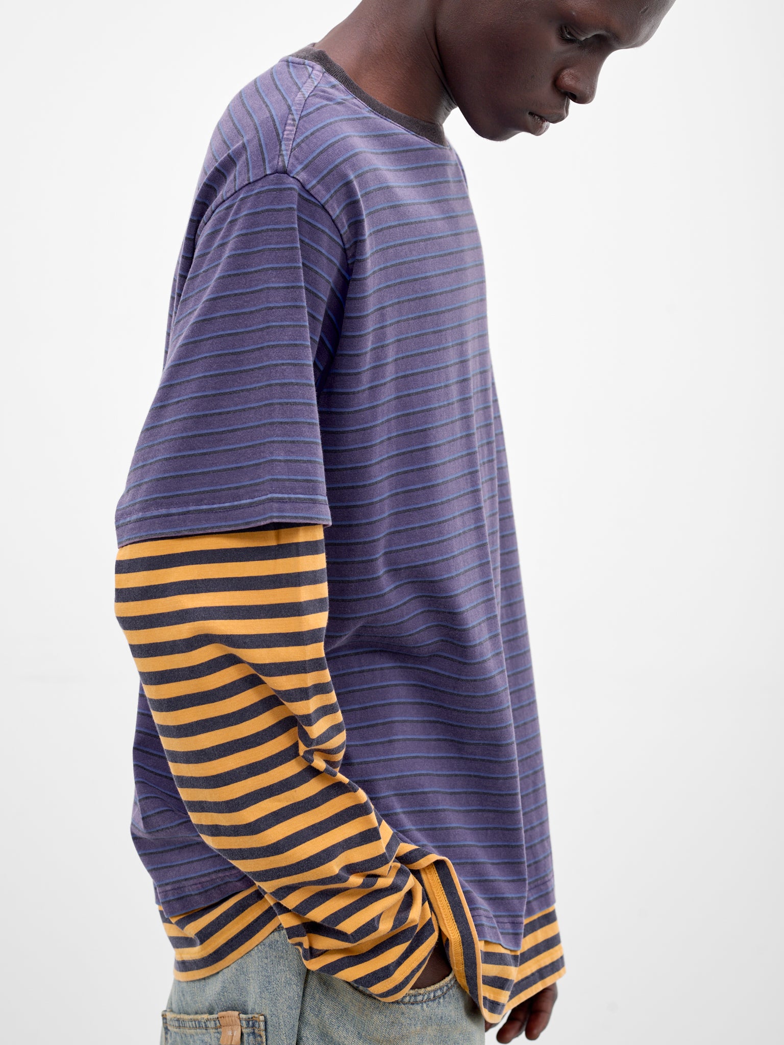 Layered Long Sleeve Striped Tee (TT0-26-744-U-BL-BLUE)