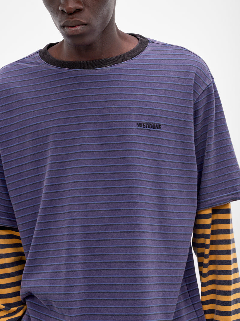 Layered Long Sleeve Striped Tee (TT0-26-744-U-BL-BLUE)