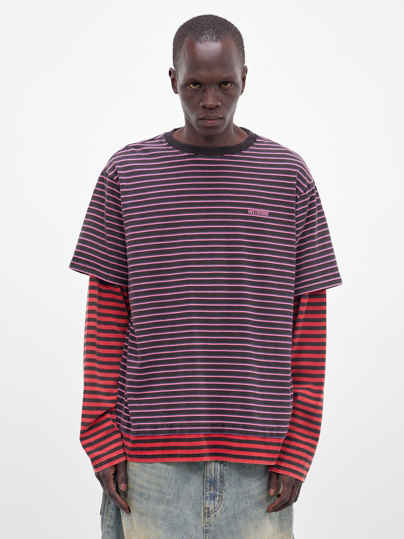 Layered Long Sleeve Striped Tee (TT0-26-744-U-PK-PINK)