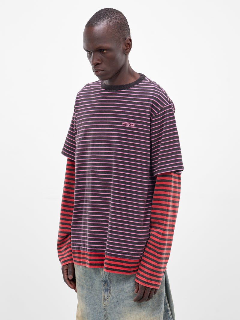 Layered Long Sleeve Striped Tee (TT0-26-744-U-PK-PINK)