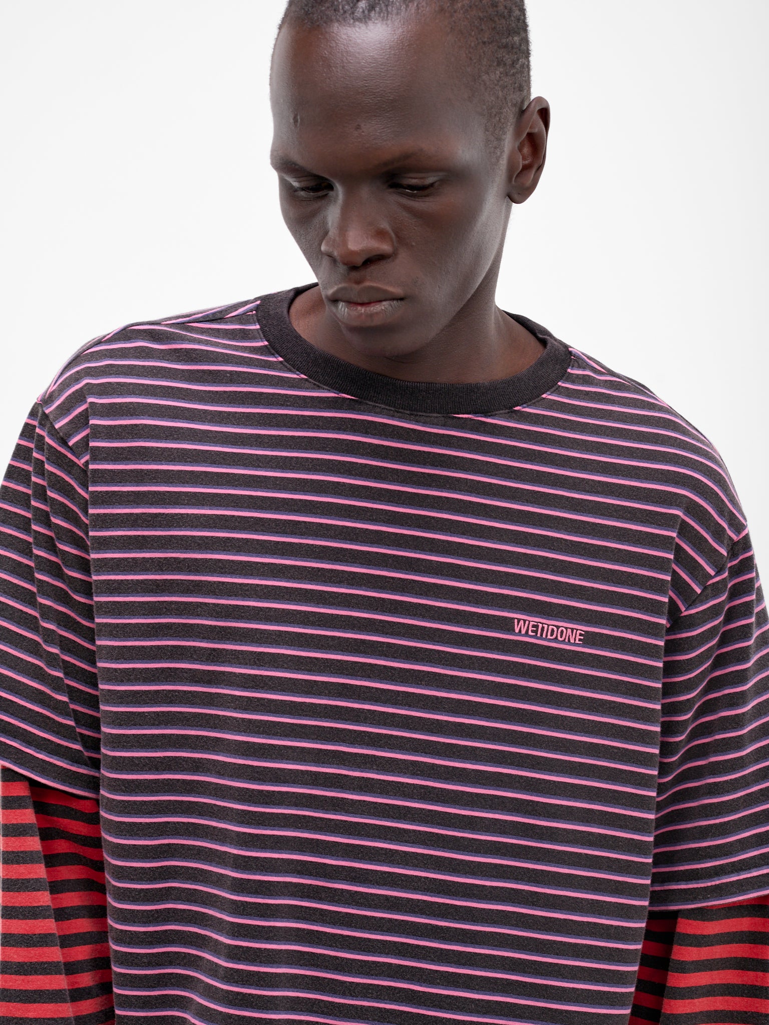 Layered Long Sleeve Striped Tee (TT0-26-744-U-PK-PINK)