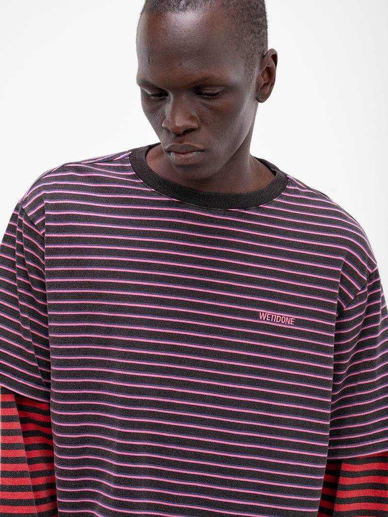 Layered Long Sleeve Striped Tee (TT0-26-744-U-PK-PINK)