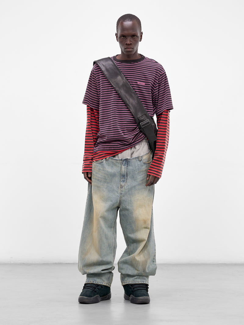 Layered Long Sleeve Striped Tee (TT0-26-744-U-PK-PINK)