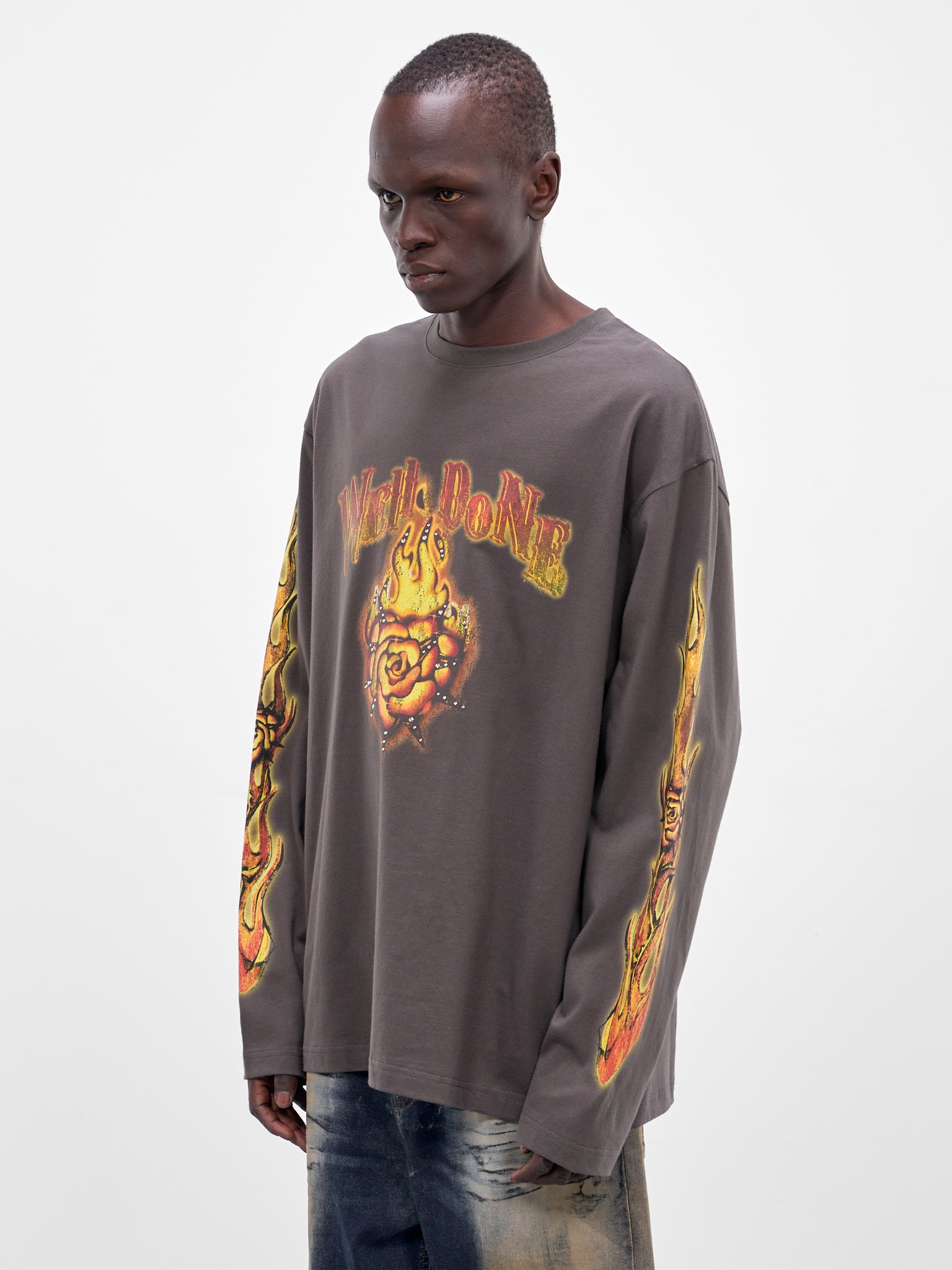 Charcoal Fire Graphic Long Sleeve (TT0-26-785-U-CH-CHARCOAL)
