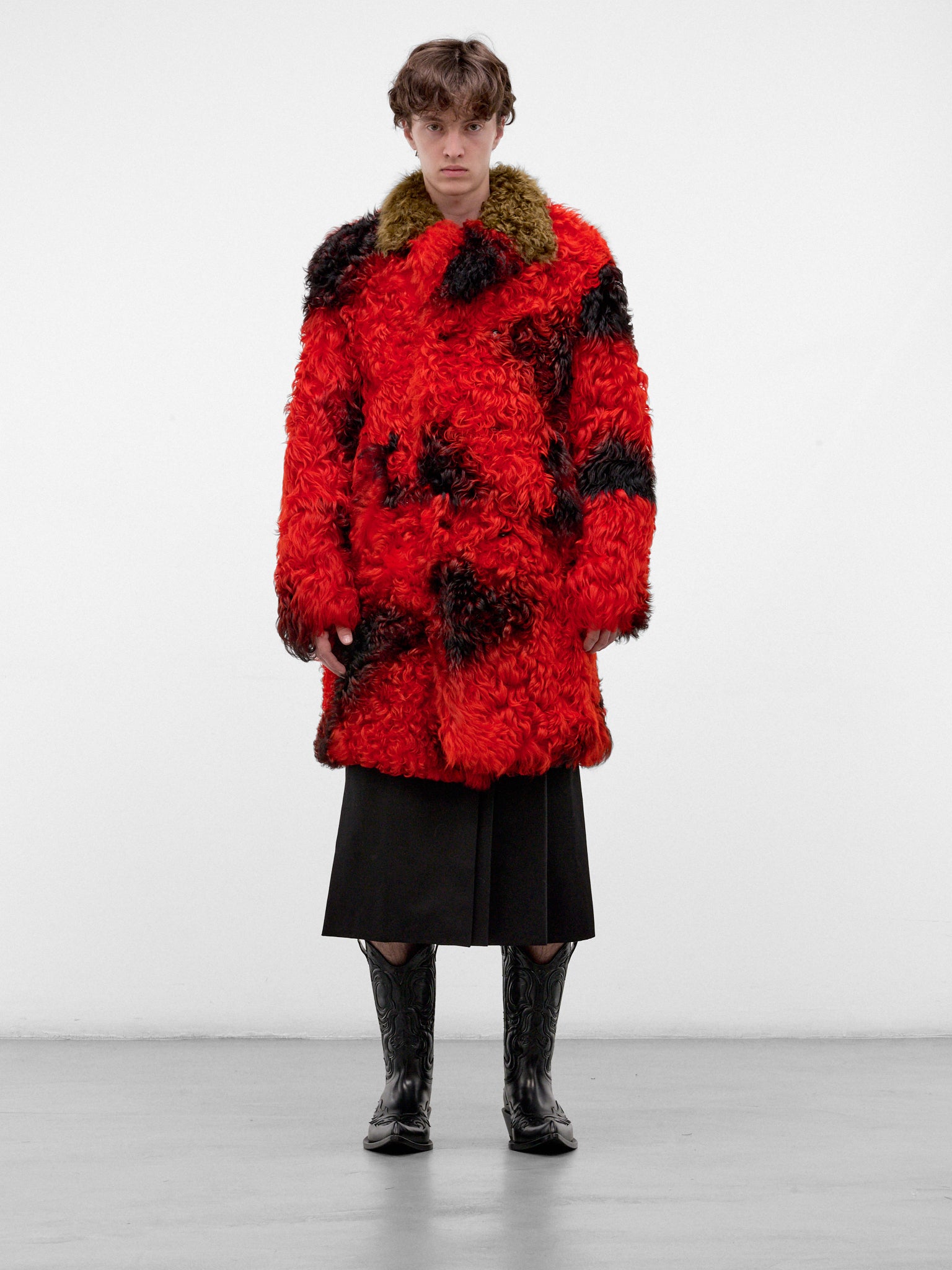 Red & Black Fur Coat (TUMY0153QU-ULM141-RED-MULTI)