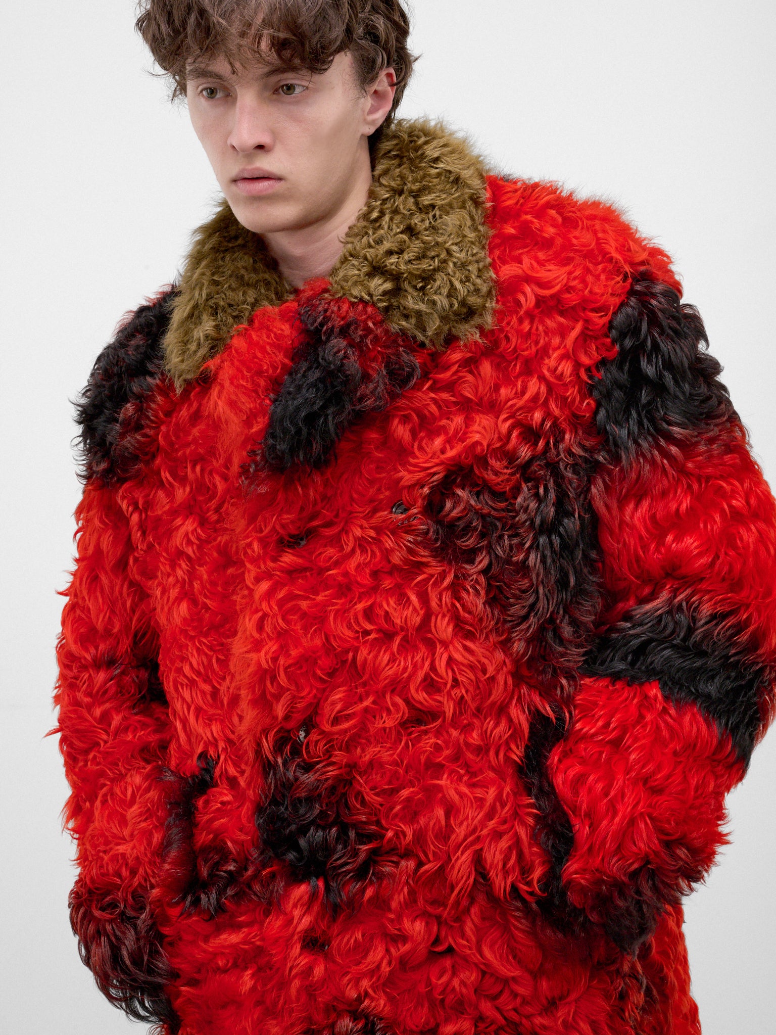 Red & Black Fur Coat (TUMY0153QU-ULM141-RED-MULTI)