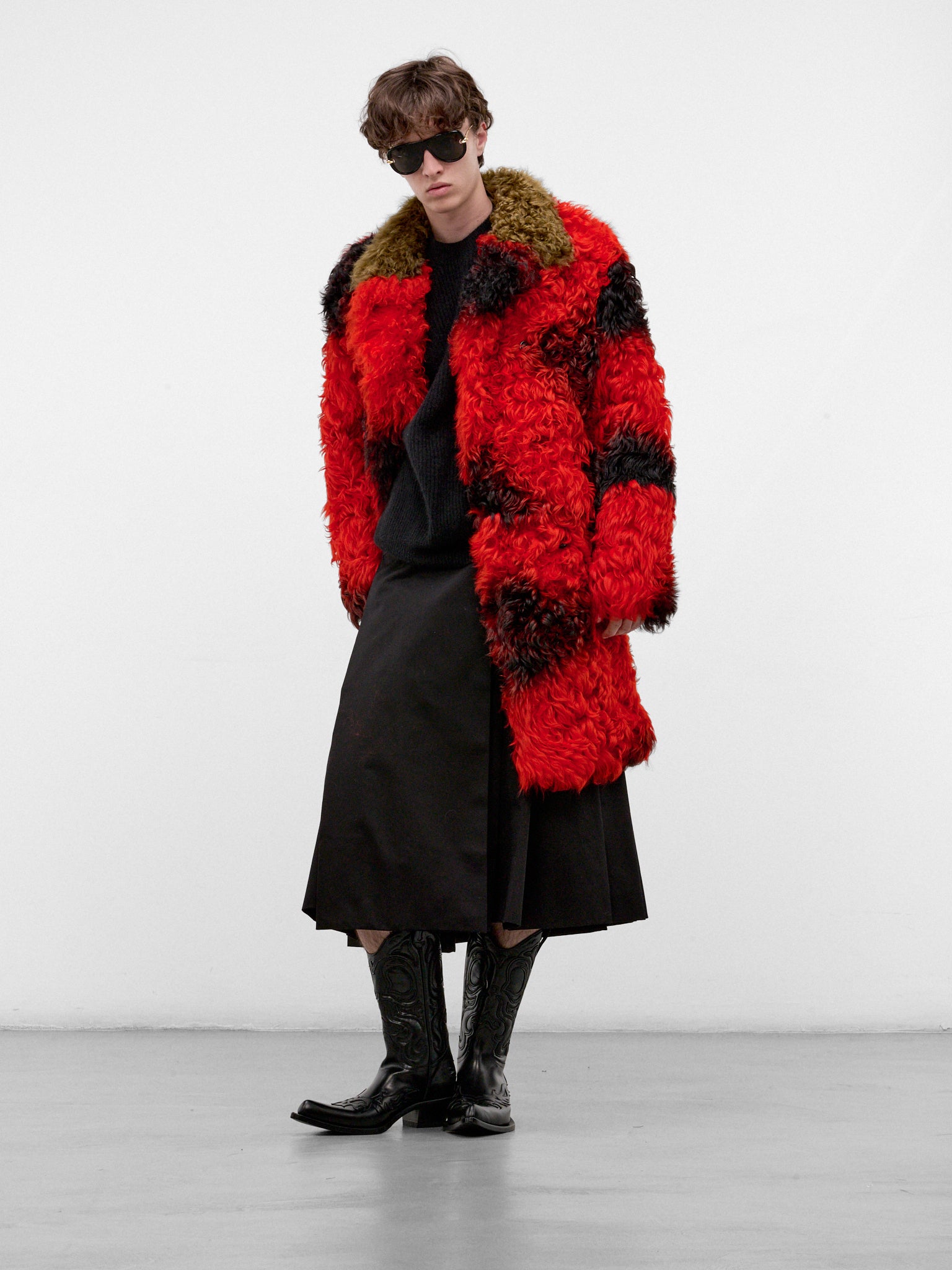Red & Black Fur Coat (TUMY0153QU-ULM141-RED-MULTI)