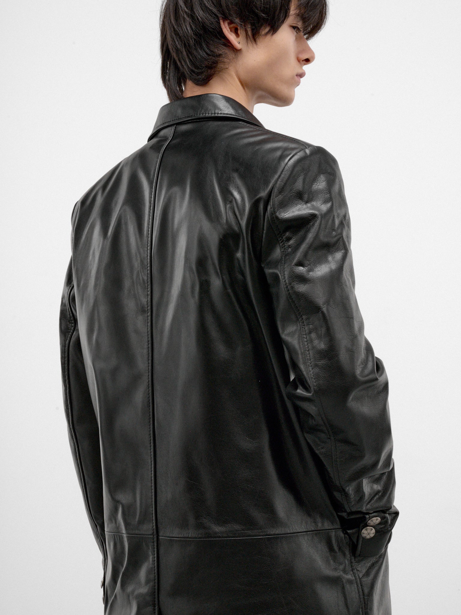 Black Leather Single-Breasted Coat (TUMY0163U0-ULV899-BLACK)