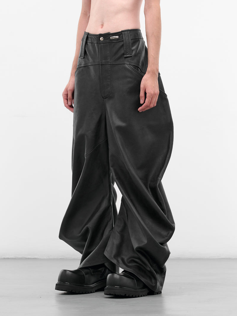 Black Leather Twisted Baggy Trousers (TWISTED-BAGGY-BLACK)