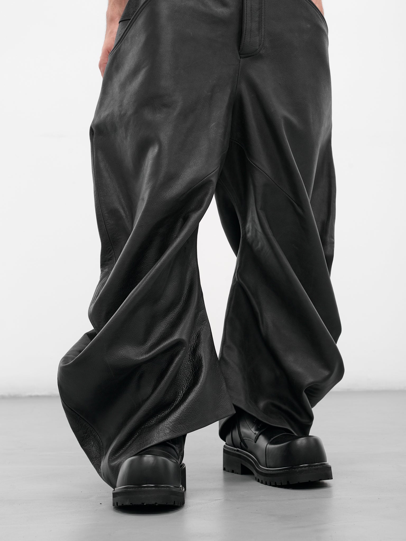 Black Leather Twisted Baggy Trousers (TWISTED-BAGGY-BLACK)