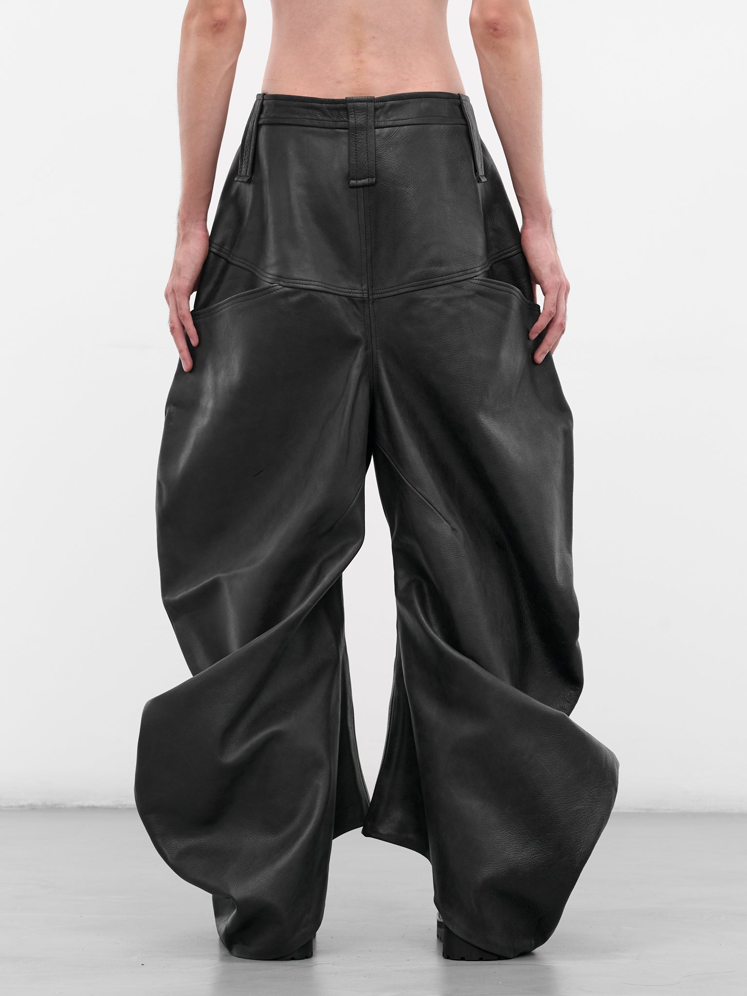 Black Leather Twisted Baggy Trousers (TWISTED-BAGGY-BLACK)
