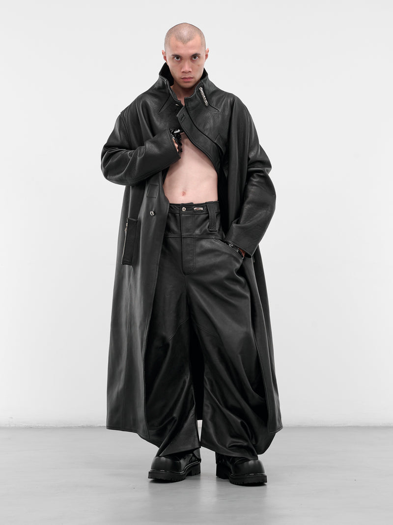 Black Leather Twisted Baggy Trousers (TWISTED-BAGGY-BLACK)